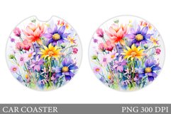 Wildflowers Car Coaster Sublimation. Flowers Car Coaster Product Image 1