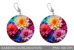 3D Flowers Earring Sublimation. Floral Earring Design Product Image 1