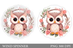 Cute Owl Wind Spinner Design. Owl Flowers Wind Spinner Product Image 1