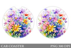 Wildflowers Car Coaster Sublimation. Flowers Car Coaster Product Image 1