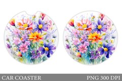 Wildflowers Car Coaster Sublimation. Flowers Car Coaster Product Image 1