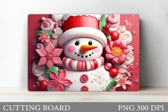 3D Snowman Cutting Board. Christmas Cutting Board Design Product Image 1