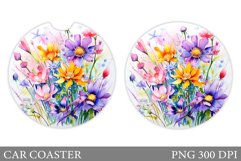 Flowers Car Coaster Design. Wildflowers Sublimation Product Image 1