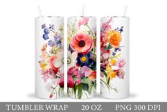 Flowers Tumbler Sublimation. Floral Tumbler Design Product Image 1