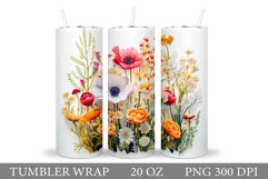 3D Flowers Tumbler Design. Flowers Tumbler Wrap Sublimation Product Image 1