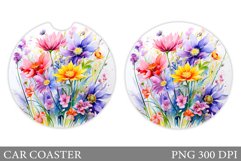 Wildflowers Car Coaster Design. Flowers Car Coaster Template Product Image 1
