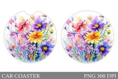 Wildflowers Car Coaster Sublimation. Flowers Car Coaster Product Image 1