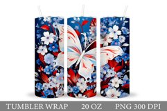 Butterfly Tumbler Sublimation. Flowers Tumbler Design Product Image 1