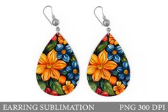 Flowers Earring Sublimation. Flowers Teardrop Earring Product Image 1