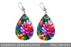 Flowers Earring Sublimation. Flowers Teardrop Earring Product Image 1
