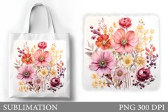 Wildflowers Tote Bag Sublimation. Flowers Sublimation Product Image 1