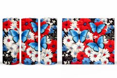 Butterflies Tumbler Sublimation. Flowers Tumbler Wrap Design Product Image 2