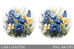 Wildflowers Car Coaster Sublimation. Flowers Car Coaster Product Image 1