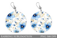 Flowers Earring Sublimation. Flowers Round Earring Design Product Image 1