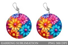 Flowers Earring Sublimation. Flowers Round Earring Product Image 1