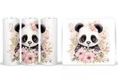 Cute Panda Tumbler Sublimation. Panda Flowers Tumbler Design Product Image 2