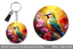 Bird Keychain Sublimation. 3D Birds Round Keychain Design Product Image 1