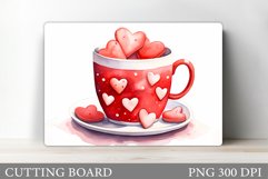 Valentines Drink Cutting Board. Cookies Hearts Cutting Board Product Image 1