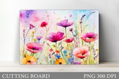 Wildflowers Cutting Board. Watercolor Flowers Cutting Board Product Image 1