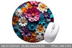 3D Flowers Mouse Pad Design. Floral Mouse Pad Sublimation Product Image 1
