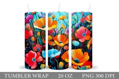 Flowers Tumbler Design. Floral Tumbler Wrap Sublimation Product Image 1