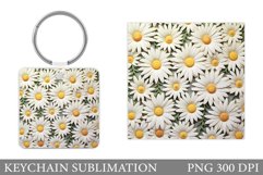 Daisy Flowers Keychain. Summer Keychain Template Product Image 1