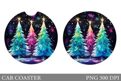 Colorful Christmas Tree Car Coaster Sublimation Product Image 1