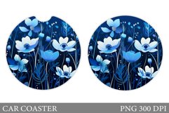 Wildflowers Car Coaster Sublimation. Flowers Car Coaster Product Image 1