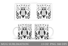 Cute Owl Mug Wrap Design. Owl Mug Sublimation Product Image 1