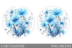 Wildflowers Car Coaster Sublimation. Flowers Car Coaster Product Image 1
