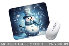 3D Snowman Mouse Pad. Winter Mouse Pad Sublimation Product Image 1
