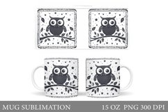 Cute Owl Mug Design. Owl Mug Sublimation Product Image 1