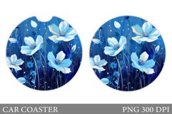 Wildflowers Car Coaster Design. Flowers Car Coaster Template Product Image 1