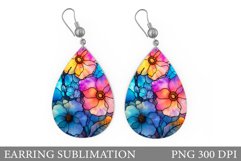 Flowers Earring Sublimation. Flowers Teardrop Earring Product Image 1