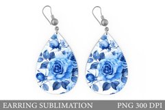 Roses Earring Sublimation. Flowers Teardrop Earring Product Image 1