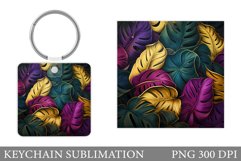 Tropical Leaves Keychain Design. Tropical Keychain Template Product Image 1