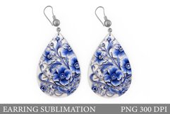 Flowers Earring Sublimation. Flowers Teardrop Earring Product Image 1