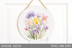 Flowers Door Sign Sublimation. Summer Door Sign Design Product Image 1