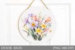 Flowers Door Sign Sublimation. Spring Door Sign Design Product Image 1