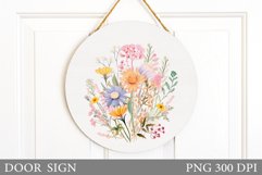Wildflowers Door Sign Sublimation. Flowers Door Sign Design Product Image 1