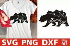 Mom of 3, Mama Bear svg , Family bears svg , Animals svg Product Image 1