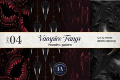 Vampire Fangs Pattern, Dark Gothic Teeth Digital Paper Product Image 1