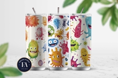 Cute baby monster Digital Paper | Spooky Bacteria Pattern Product Image 2