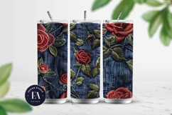 Embroidered Denim Digital Paper| Rose Denim Pattern Product Image 2