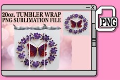 3D Spring Garden Tumbler Wrap - 20oz Butterfly Design Product Image 1