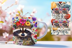 Raccoon &amp; Flower Sublimation Mug Wrap for 11oz/15oz Product Image 1