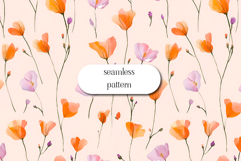 California Poppy &amp; Wildflower Dance Seamless Watercolor Product Image 1