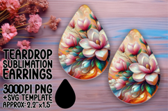 Cute Teardrop Earrings Design Template , Flowers Product Image 1