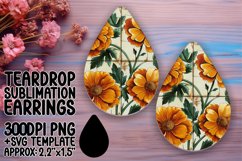 Chic Floral Extravaganza PNG Teardrop Earring Design Product Image 1