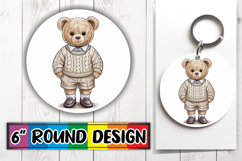 Sweet Circle Keychain Design PNG, Teddy Bear Product Image 1